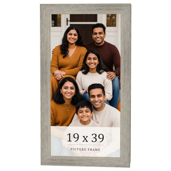 19x39 Frame Grey Real Wood Picture Frame Width 1.5 Inches | Interior Frame Depth 0.5 Inches | Barn