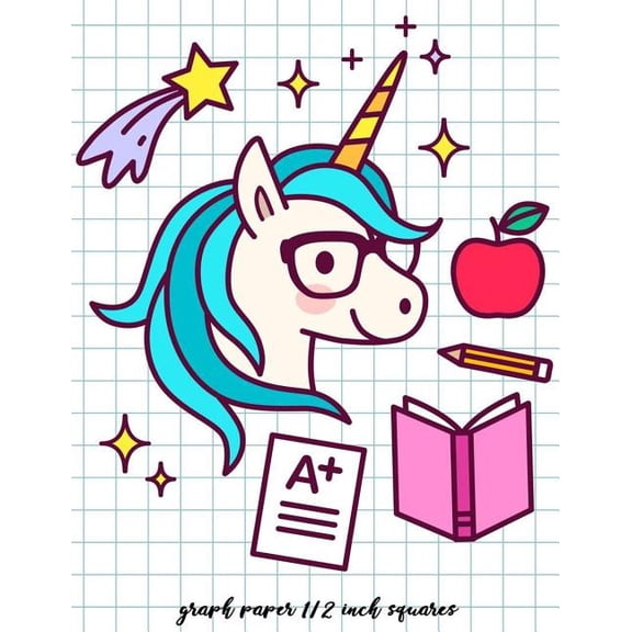 Math Notebook for Kids: Graph Paper 1/2 Inch Squares : Math Notebook 1/2 inch Square Graph paper pages, Large (8.5 x 11) inches Unicorn Graph Paper For Kids Teens Girls (Series #1) (Paperback)