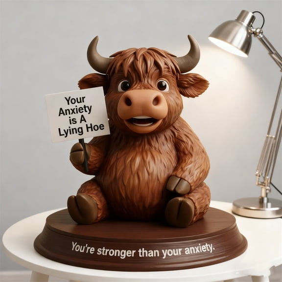 BAOPAI Highland Cow Resin Figurine - Charming Home Decor AccentIdeal for Living Rooms and GardensPerfect Holiday GiftDurable and Easy to Clean