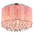 thumbnail image 1 of Lámpara de techo tipo candelabro LaLuLa rosa con cristales, 3 luces, montaje al ras, 120 V, 1 of 9