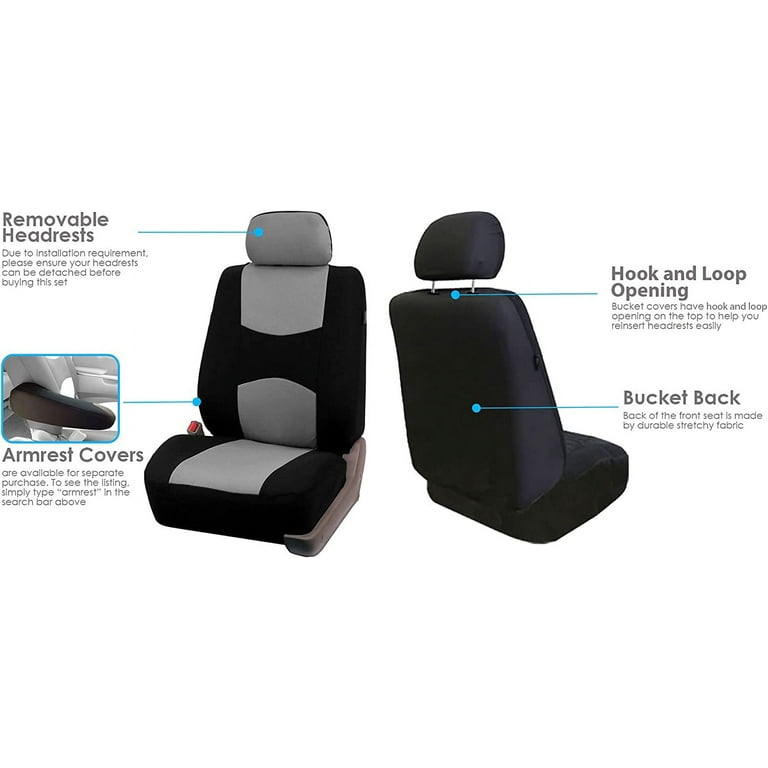 Car Seat Covers Front Set in Cloth Car Seat Covers for Low Back Car Seats with Removable Headrest Universal Fit Automotive Seat Covers Washable