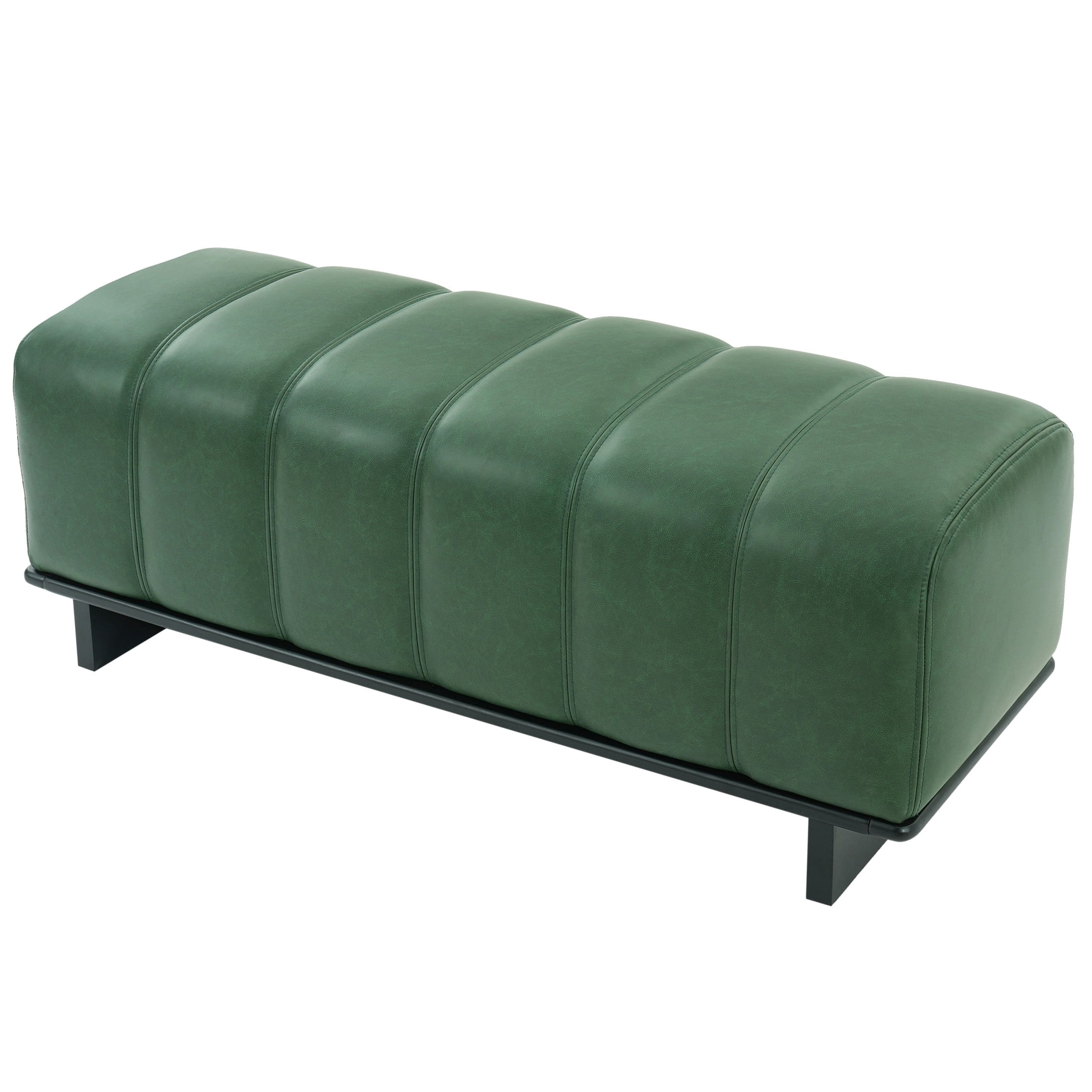 Christopher Knight Home 49.1" Modern PU Leather Dining Bench with Rubberwood Legs, Green