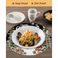 thumbnail image 3 of 15 Inch Round Placemats Set of 6, Black Christmas Snowman Non Slip Heat Insulation PP Table Mats, Xmas Tree Snowflake Botanical Washable Place Mats for Kitchen Dining Party Table Decor, 3 of 7