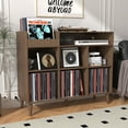 thumbnail image 5 of BOMETAO Record Player Stand with Open Vinyl Storage, Record Player Table for Vinyl Holds up to 550 Albums,Turntable Stand with Power Outlet for Living Room, Office, Walnut, 5 of 7