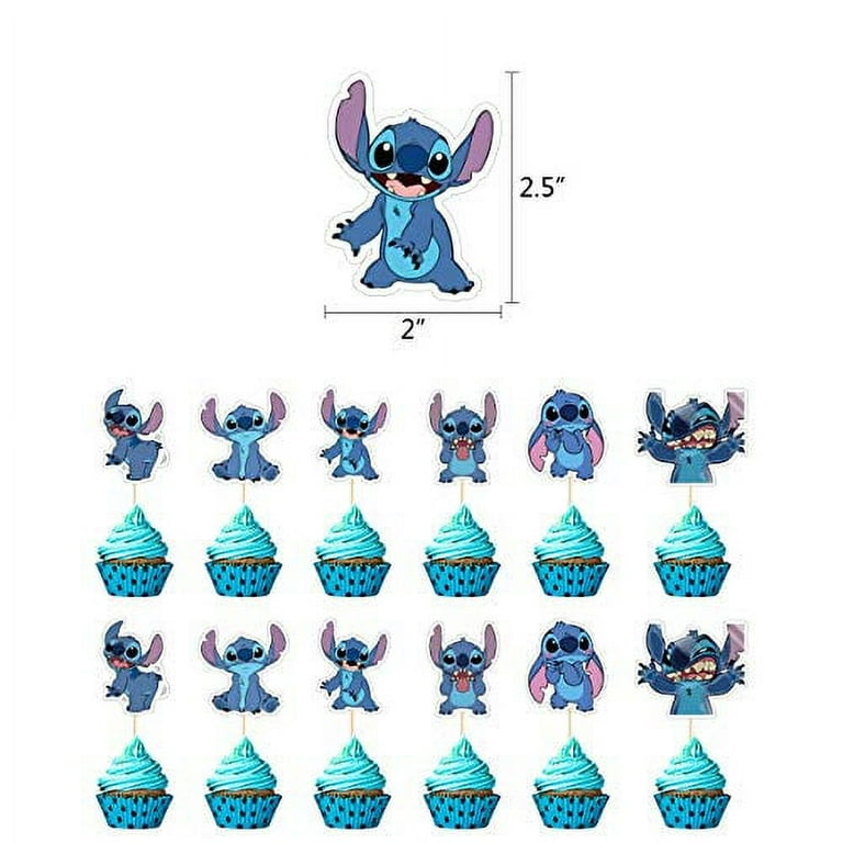  48Pcs Lilo And Stitch Cake Cupcake Decoration Supplies Cupcake  Topper For Kids Birthday Party