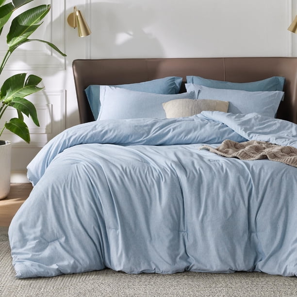 Juego de edredón Bedsure Queen, azul claro, suave para todas las estaciones