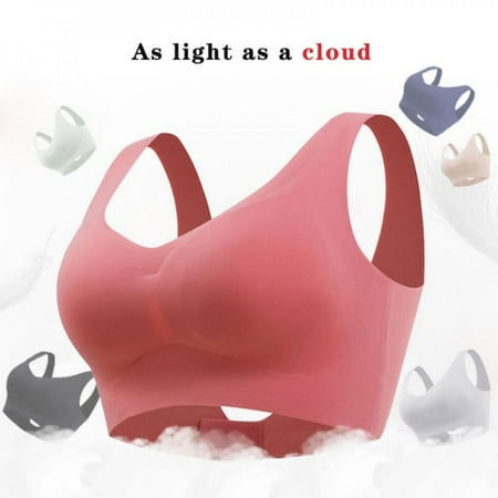 

Clearance!Ladies European And American Simple Style Solid Color Seamless Large Size Thin Bra High Elastic Ice Silk Sports Bra