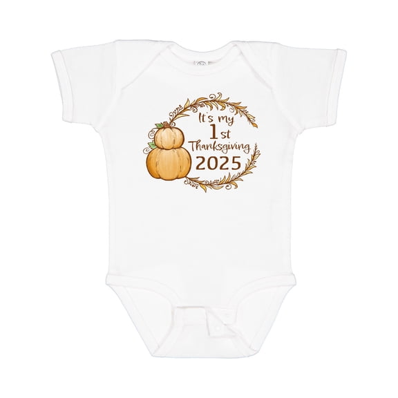 Inktastic It's My First Thanksgiving 2025 Boys or Girls Baby Bodysuit