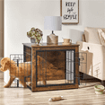 thumbnail image 4 of Alden Design 27.5″ W Dog Crate Furniture Small Rustic Industrial Wooden Dog Kennel, 4 of 9
