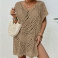 thumbnail image 2 of Gubotare Bathing Suit Cover Up for Women Crochet Swimsuit Cover Up with Batwing Sleeve Loose Swim cover ups,Khaki One Size, 2 of 5