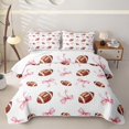 thumbnail image 2 of Feelyou Girly Football Twin Quilt Set for Girls, Pink Bow Rugby Twin Coverlet Set, 2pcs, 2 of 7
