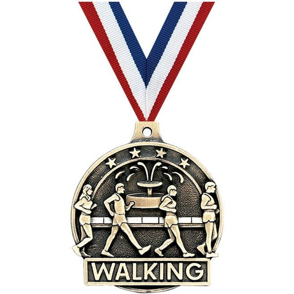 Walking Medals, 2" Gold Diecast Walking Medal Award 1 Pack