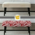thumbnail image 6 of Psesaysky Bench Covers Slipcover Stretch Dining Bench Cover with Elastic Band Washable Rectangle Kitchen Chair Covers for Garden, Bedroom, Living Room (Red Xmas Candy), 6 of 7