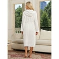 thumbnail image 3 of HEARTNICE Hooded Fleece Robe for Womens, SoftPlush Bathrobe Long Warm House Coat,(Off-White,L-XL), 3 of 5