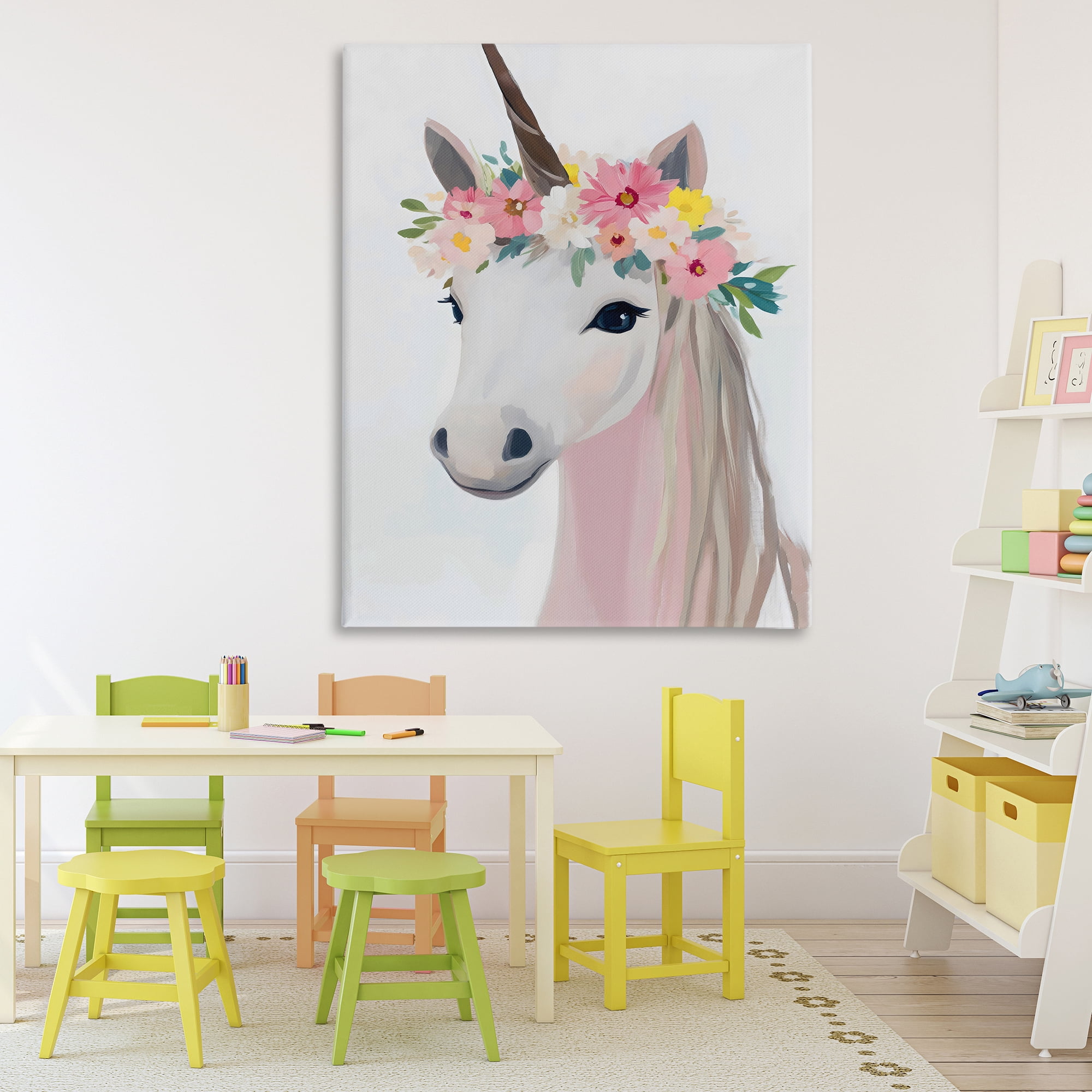 Stupell Industries Flower Crown Unicorn Canvas Wall Art, design by The Prints Vibe