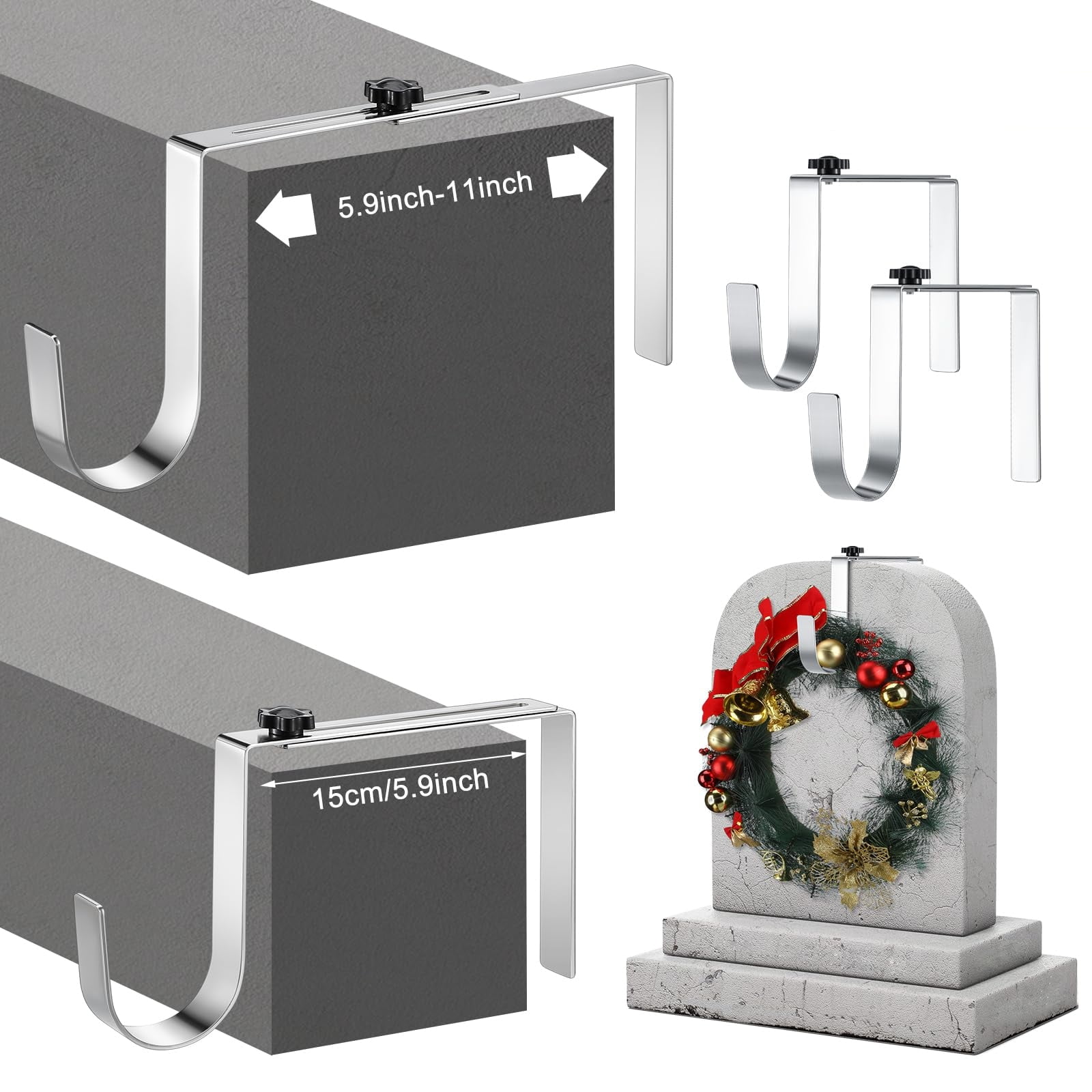 2 Pieces Christmas Headstone Wreath Hanger for Cemetery Gravestone