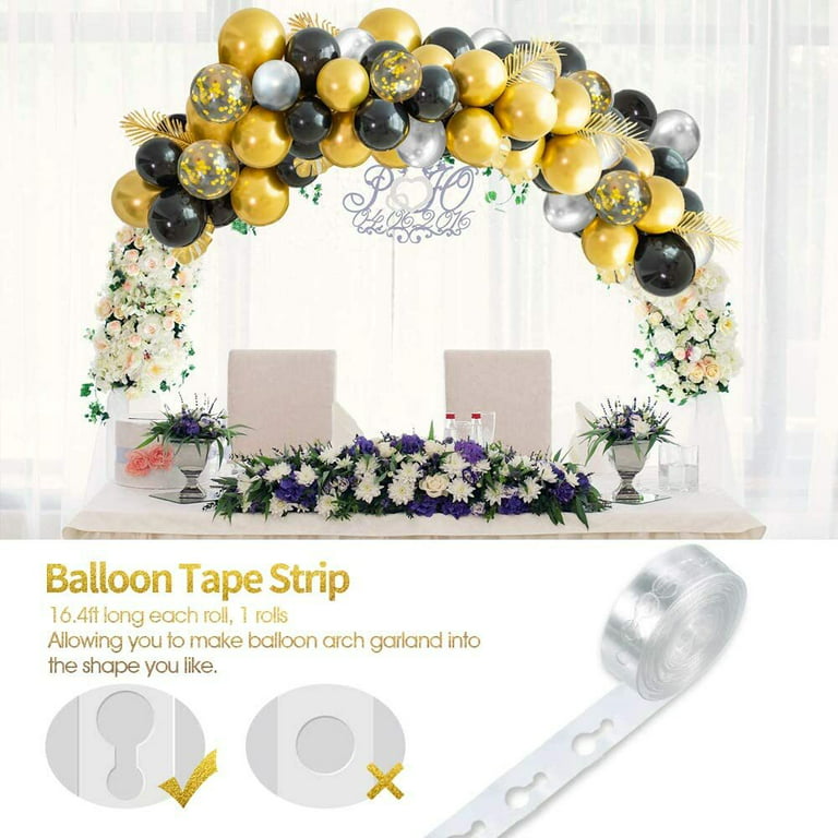 50th Birthday Party Decorations, 50th Black Gold Birthday Backdrop Banner and Confetti Balloons Gold Black White Balloons Garland Arch Kit-Men Women
