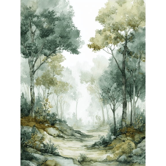 Misty Forest Path Canvas Print Wall Art for Living Room Bedroom Office Entryway Hallway Home Decor