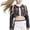 B, variant on 3-Piece Halloween Cosplay G'irl's Costume, Luxury Popular Singer Stage Performance Outfit, Black Printed , Ages 3-12