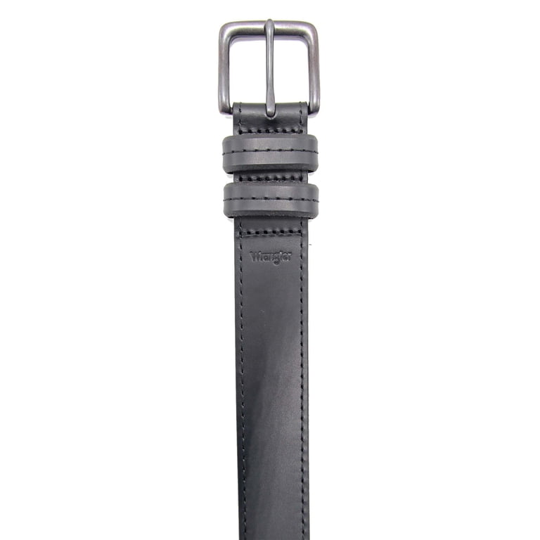 Wrangler Men's Leather Belt with Double Keeper, Black photo 2