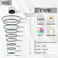 thumbnail image 4 of 9-Rings D39.4" Modern LED Chandelier Black Dimmable High Ceiling Foyer Chandeliers Entryway with Remote Control for Staircase Entryway Living Room Foyer, 3000K-6500K, 4 of 7
