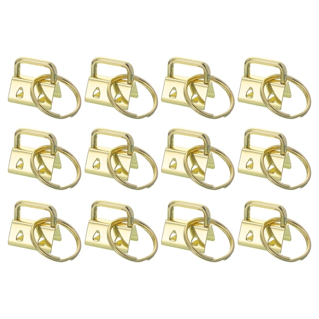 Unique Bargains 12Pack 20mm/ 0.8-inch Key Fob Hardware with Keychain Ring for Bag Webbing Wristlets, Light Golden