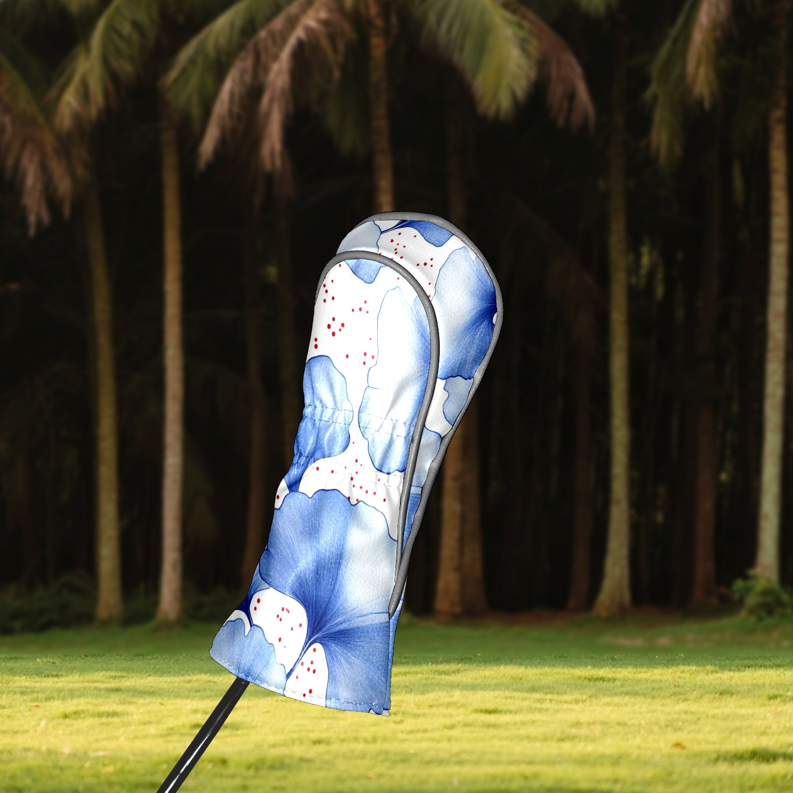 Golf Head Covers Elegant Ginkgo Leaf Design for Driver, Wood & Hybrid, Premium Waterproof PU Leather with Plush Lining, Unique Nature Golf Gifts