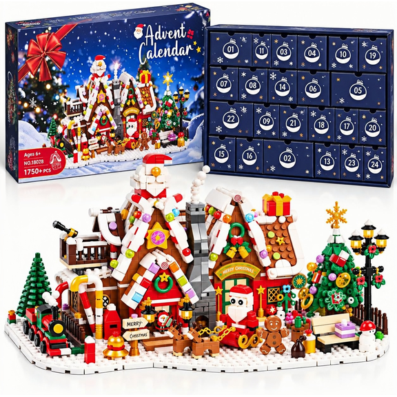 Mesemi Advent Calendar 2026 for Kids, Christmas 24 Day Advent Calendar, 1750Pcs Gingerbread House Building Blocks, Christmas Holiday Gift for Boys Girls