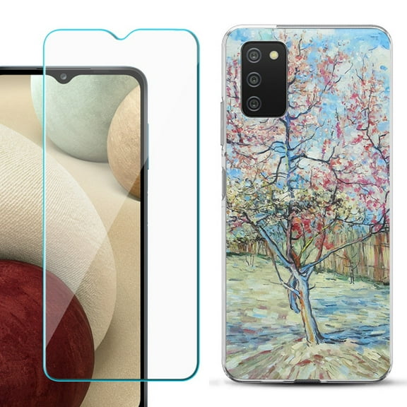 Slim-Fit TPU Fashion Phone Case for Samsung Galaxy A03s, with Tempered Glass Screen Protector, by OneToughShield ® - Blossom Tree