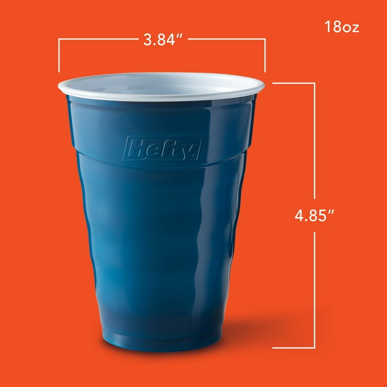Hefty Party On Disposable Plastic Cups, Marine Blue, 18 oz, 120 Count
