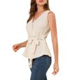 thumbnail image 4 of Allegra K Women's Summer Sleeveless V Neckline Wrap Tie Waist Tops, 4 of 6