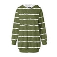 thumbnail image 5 of Cavosen Womens Long Sleeve Dresses Green Hoodie Dress Mini Sweatshirt Pullover Hooded Neck Knee Length Short Dress Striped Casual Trendy Dress with Pocket Fall Winter Clothes M, 5 of 5