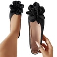 thumbnail image 6 of Lenago Bowknot Flower Flat Shoes for Women Slip On Low Wedge Casual Walking Shoes with Arch Support Summer Beach Fashion Shoes Footwear Black Size-9.5, 6 of 10