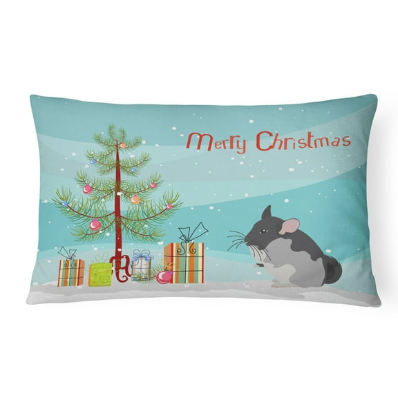 Carolines Treasures CK4432PW1216 Black Velvet Chinchilla Merry Christmas Canvas Fabric Decorative Pillow, 12H x16W,