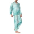 thumbnail image 2 of Picia Blue Marble Pattern Men’s Long-Sleeve Sleepwear Set - Soft 2-Piece Loungewear with Pockets, Comfy PJs for Relaxing Nights-X-Large, 2 of 7
