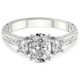 thumbnail image 5 of IGI Certified 2 Carat Oval Shape Lab Grown Diamond Engagement Ring | 14K White Gold | Valencia Three Stone Vintage Diamond Ring | FG-VS1-VS2 Quality Friendly Diamonds, 5 of 7