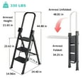 thumbnail image 3 of Beuway 3-Step Folding Ladder,with Foldable Extended Handrail & Wide Anti-Slip Pedal Step Stool(Black), 3 of 11