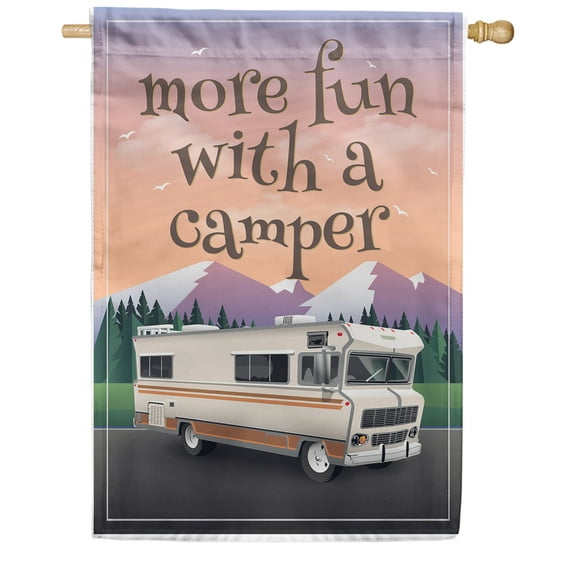 America Forever Camper House Flag Double Sided Trailer Van RV Camping Flags for Campers Seasonal Yard Outdoor Decorative Flag - 28 x 40 Inch