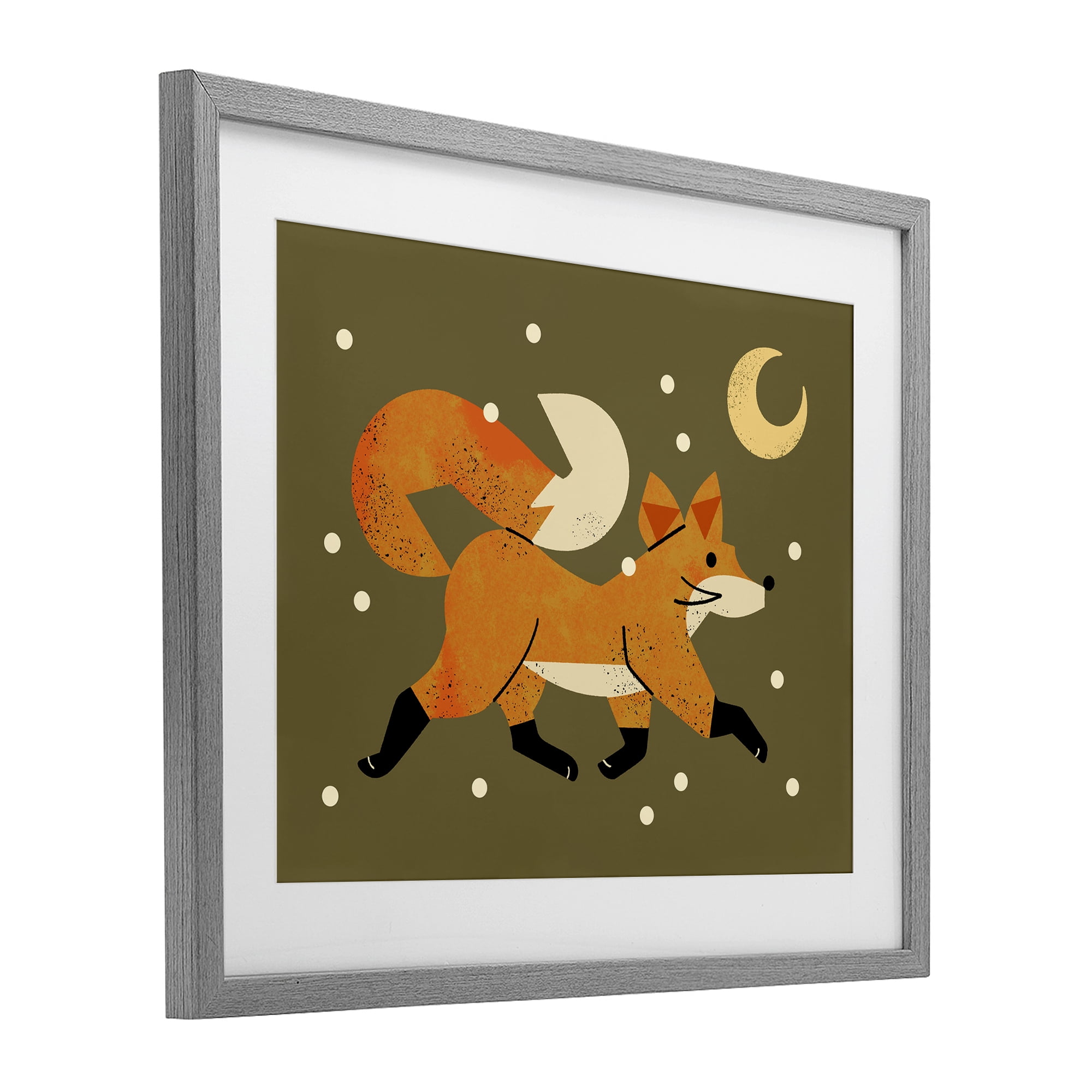 Stupell Industries Wandering Winter Fox Gray Framed Print Under Glass, design by Renea L. Thull