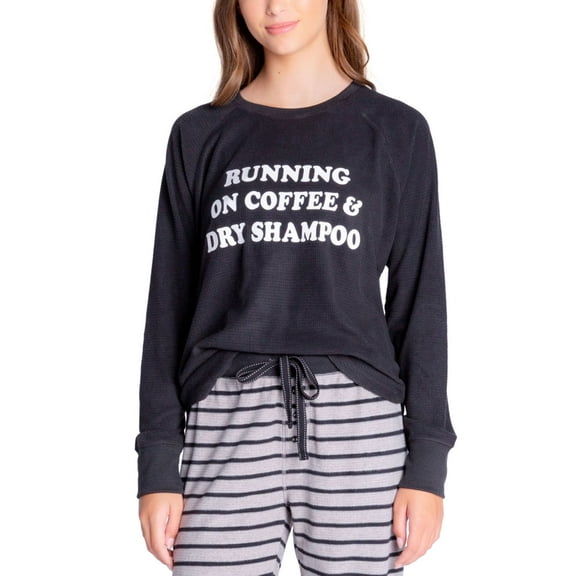 Insomniax Womens Printed Long Sleeve Pajama Top Only,1-Piece, Small, Black