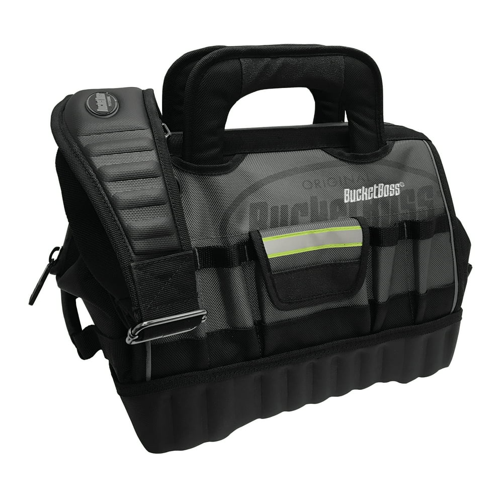 Bucket Boss Pro HighVisibility Gatemouth 14 in. Tool Bag, in Grey