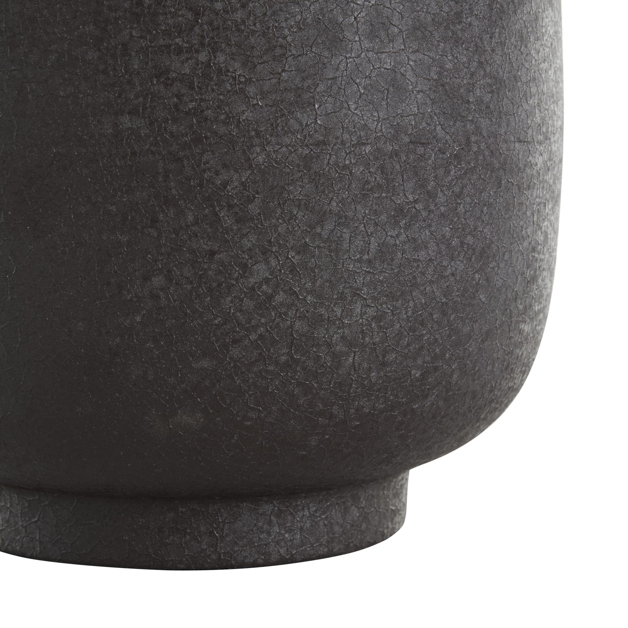 DecMode 12" Textured Rounded Black Metal Vase