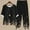 Black, variant on Pavied Two Piece Sets,Lounge Sets,Linen Sets For 2 Piece Cotton Five Sleeve Printed Blouse Loose Pants Two Piece Suit Dressy Pant Suits,Matching Sets,Womens Sweatshirt,Tracksuit for Women,Black XXL