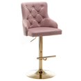 thumbnail image 1 of Brightcast Tabourets de Bar en Velours Capitonné Doré 2 Pcs Rose, 1 of 3