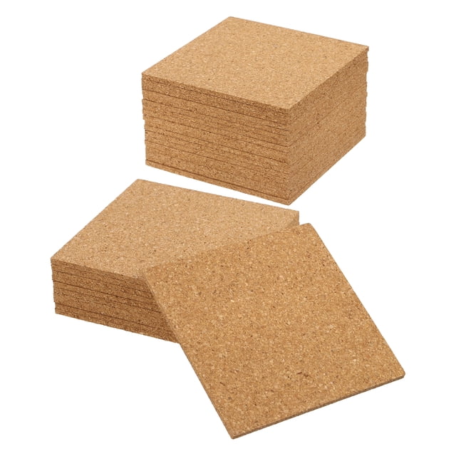 Paquete de 30 Salvamanteles de Corcho, Cuadrados de 4"x4"x3" Posavasos de Corcho Resistentes al Calor
