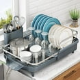 thumbnail image 2 of Dish Drying Rack, Expandable Dish Rack for Kitchen Counter, Stainless Steel Dish Drainer with Drainboard Set and Utensil Holder (Gray), 2 of 6