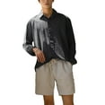 thumbnail image 1 of Sunloudy Men Casual Button Down Shirts Long Sleeve Lapel Collar Solid Color Oversized Shirts Going Out Tops, 1 of 5