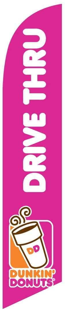 Dunkin Donuts Drive Thru Feather Banner Swooper Flag Kit with pole+spike 