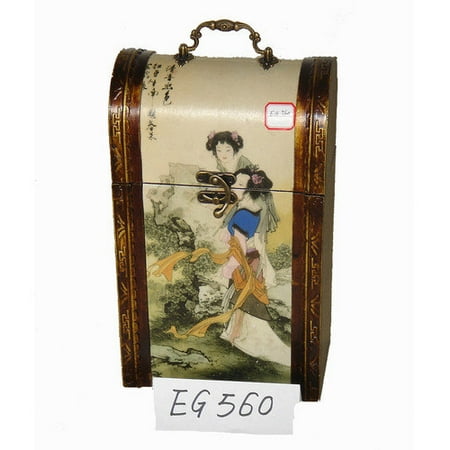 Oriental Furniture Ladies Wine Box in Golden Brown Crackled Matte Lacquer
