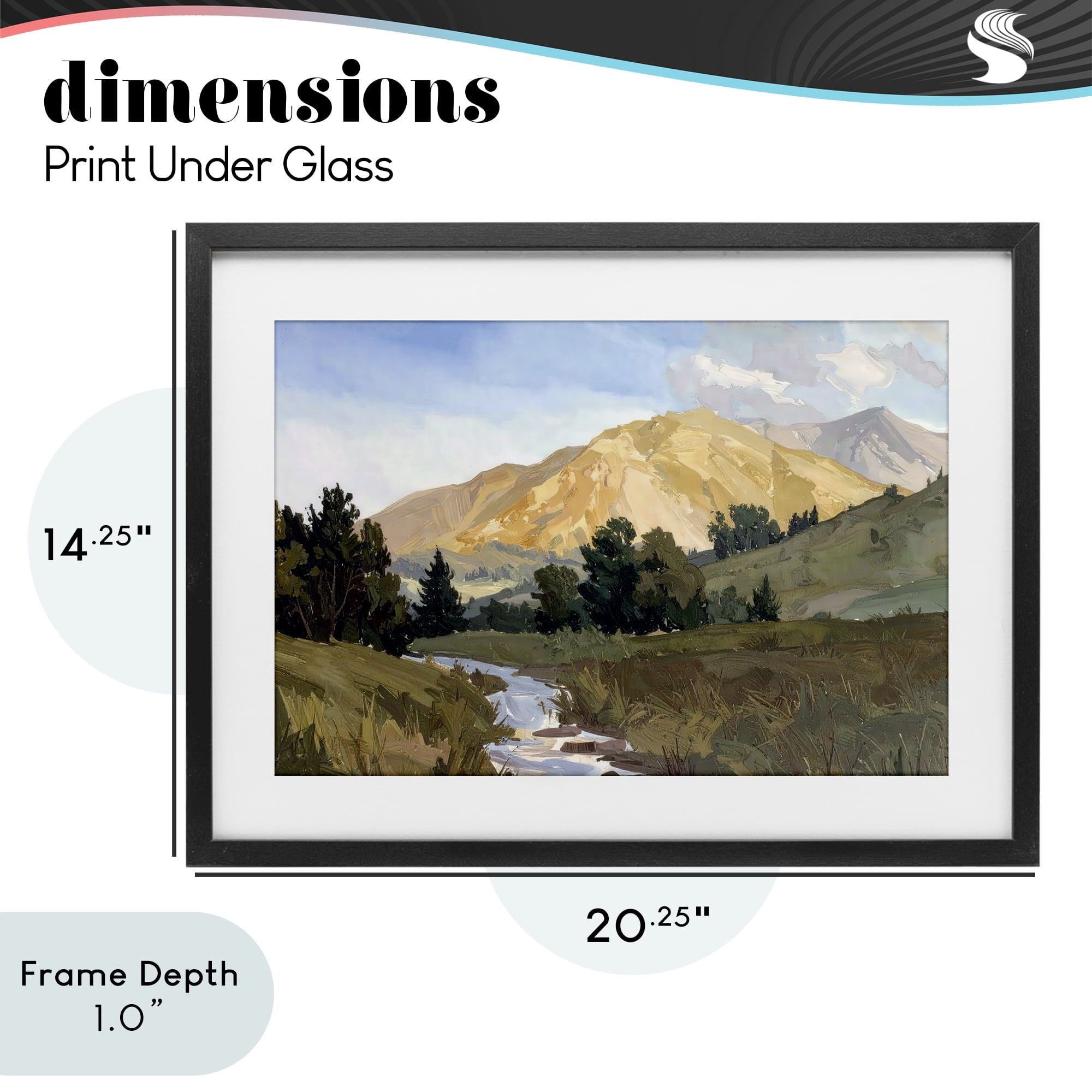 Stupell Industries Mountain Divide Valley Black Framed Print Under Glass, design by Alonza Saunders